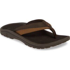 OluKai Ohana Koa Flip Flop Sandal Nylon Thong Two Tone Brown Size 10 Men’s